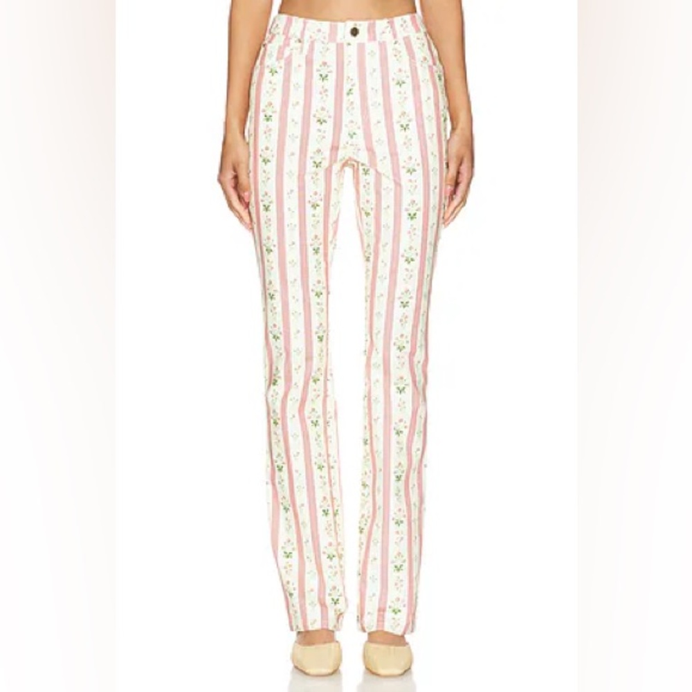 We wore what Lemon Icing print Striped Pink and Cream Floral Set corset top BNWT - Picture 13 of 16